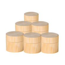 Natural high end plastic PET double wall lotion container wood bamboo face cream jar for cosmetic